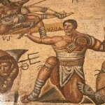 Mosaico romano sec. IV - Lotta tra gladiatori